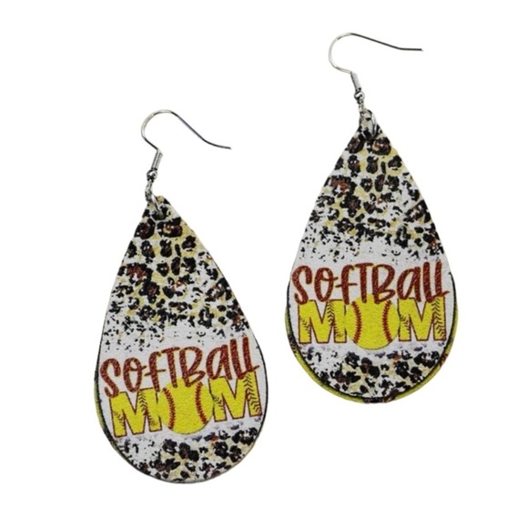 New Softball Mom Sport Water Drop Earrings - Picture 1 of 3